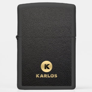 Black Vintage Leather  Texture Zippo Lighter