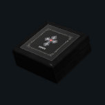 Black vintage leather-white diamonds cros gift box<br><div class="desc">The black vintage leather texture image is accented with a silver frame and sparkling white diamonds cross: red gemstone accent and custom name.</div>