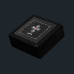 Black vintage leather-white diamonds cros gift box<br><div class="desc">The black vintage leather texture image is accented with a silver frame and sparkling white diamonds cross: red gemstone accent and custom name.</div>