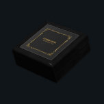 Black vintage leather with vintage gold frame gift box<br><div class="desc">The black vintage leather texture image is accented with a vintage gold frame.</div>