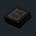 Black vintage leather with vintage gold frame gift box<br><div class="desc">The black vintage leather texture image is accented with a vintage gold frame.</div>
