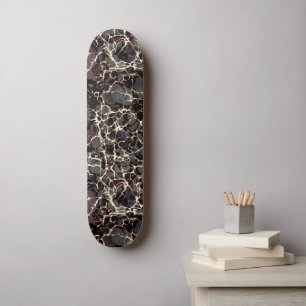 Black Vintage Marbled Paper Skateboard