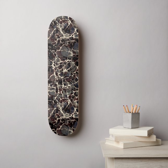 Black Vintage Marbled Paper Skateboard (Wall Art)