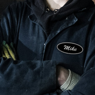 Black Vintage Mechanic Name Template Patch