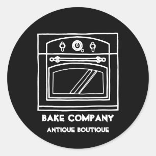 Black Vintage Oven Classic Round Sticker
