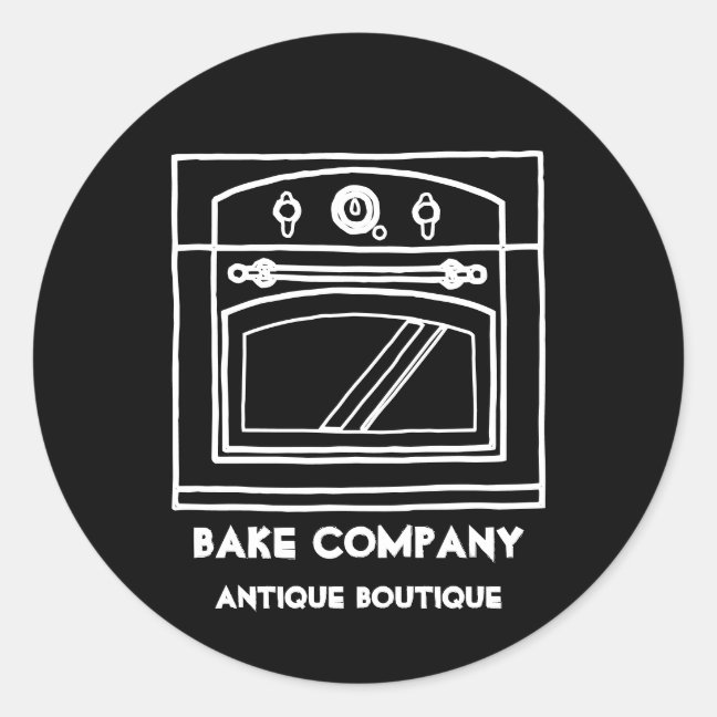 Black Vintage Oven Classic Round Sticker