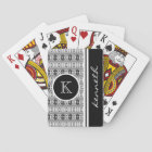 Black Vintage Pattern Monogram Initial Name Custom