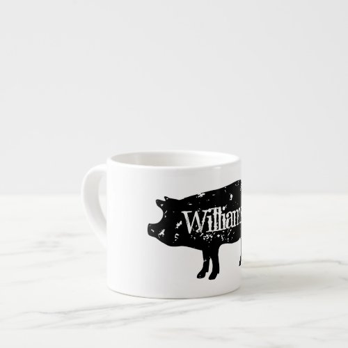 Black vintage pig silhouette custom espresso cup