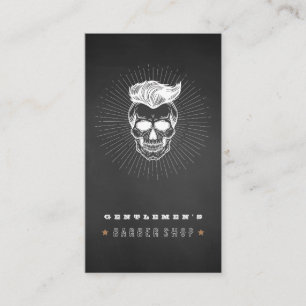 Black Vintage Retro Barber Shop Skull Business Card