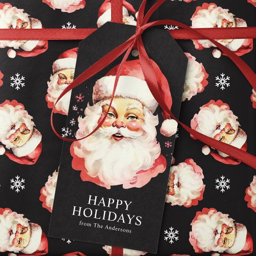 Christmas Gift Tags 16 Black Vintage Retro Santa Claus Christmas Gift Tags