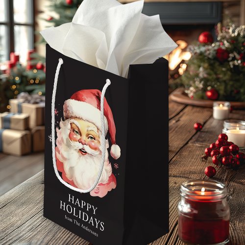 Christmas Wrapping Paper 14 Black Vintage Retro Santa Claus Christmas Small Gift Bag
