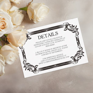 Black Vintage Silhouette Wedding with Typography RSVP Card