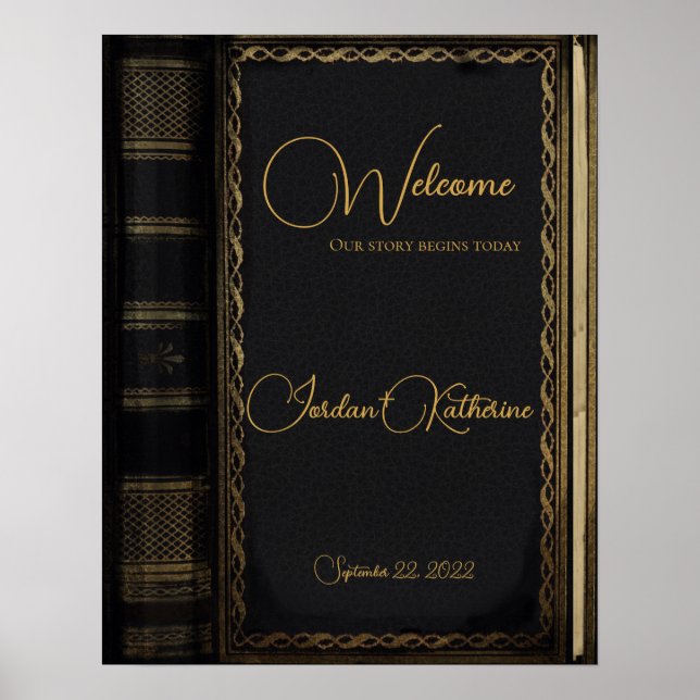Black Vintage Storybook Welcome Wedding  Poster (Front)