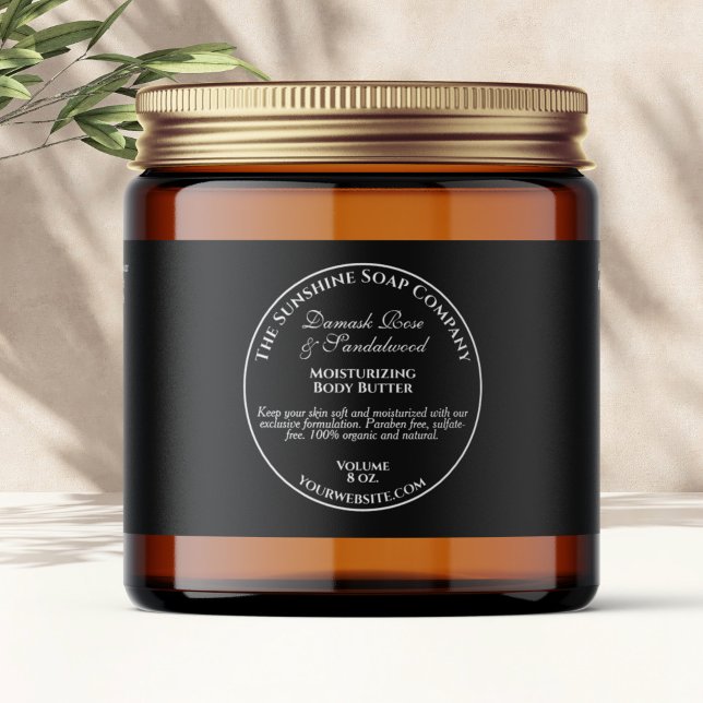 Black Vintage Style Cosmetics Jar Label (Creator Uploaded)