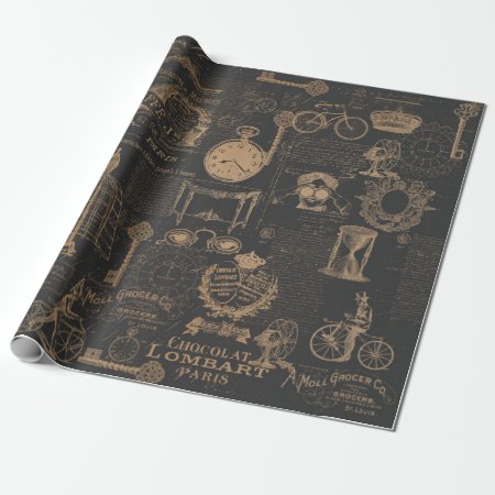 Black Vintage Style Wrapping Paper