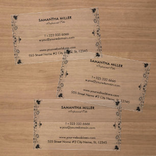 Black Vintage Swirl Frame Clear Business Cards