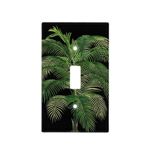 Black Vintage Tropical Palm Tree Elegant Monogram Light Switch Cover