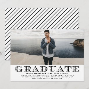 Black Vintage Typography Photo Graduation Party Invitation