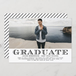 Black Vintage Typography Photo Graduation Party Invitation