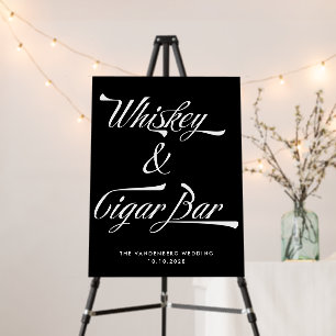Black Vintage Typography Whiskey Cigar Bar Wedding Foam Board