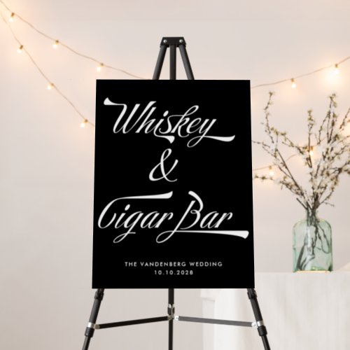 Black Vintage Typography Whiskey Cigar Bar Wedding Foam Board