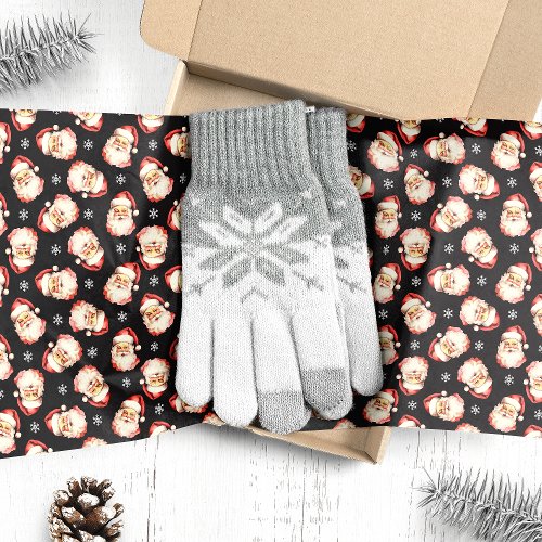 Christmas Wrapping Paper 9 Black Vintage Watercolor Santa Claus Christmas Tissue Paper