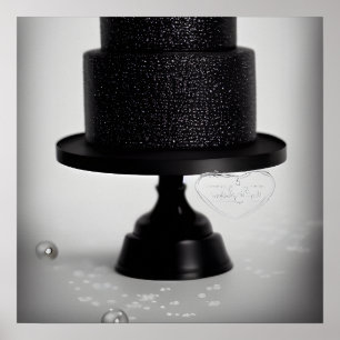 Black Vintage Wedding Cake & Stand Poster