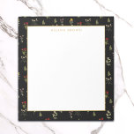 Black Vintage Wildflower & Gold Name Notepad<br><div class="desc">This black vintage wildflower pattern and modern gold name notecard is elegant and chic. Perfect for taking notes.</div>