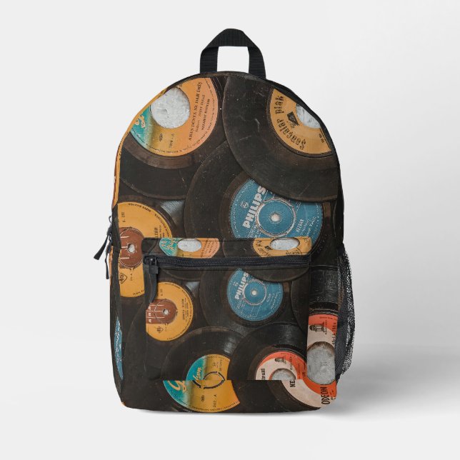 Black Vinyl Classic Records Printed Backpack (Front)