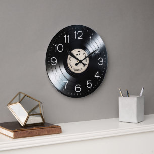 Black Vinyl LP Record Album With Quote Large Clock