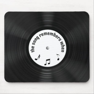 Black Vinyl LP Record With Song Title Mouse Pad