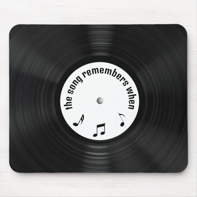 Black Vinyl LP Record With Song Title Mouse Pad (Front)