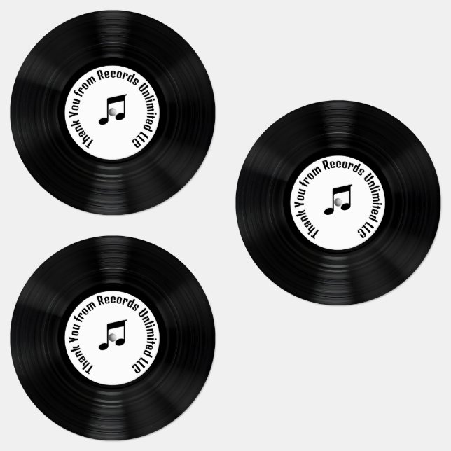 Black Vinyl LP Records Thank You Labels (Group)