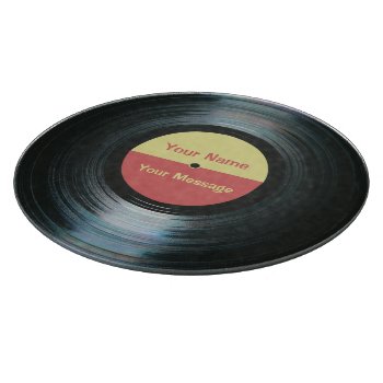 Black Vinyl Music Glass Cutting Board by DigitalDreambuilder at Zazzle