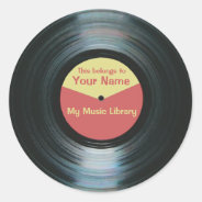 Black Vinyl Music Library Record Label Stickers at Zazzle