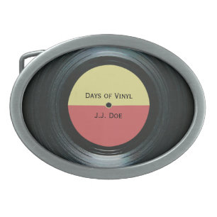 Black Vinyl Music Record Label Belt Buckle