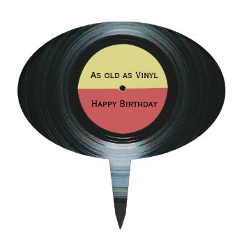 Black Vinyl Music Record Label Birthday Cake Topper by DigitalDreambuilder at Zazzle