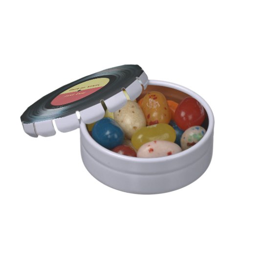 Black Vinyl Music Record Label Candy Tin (Opened)