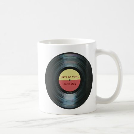 Black Vinyl Music Record Label Drinkware Coffee Mug