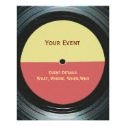 Black Vinyl Music Record Label Event Flyer at Zazzle