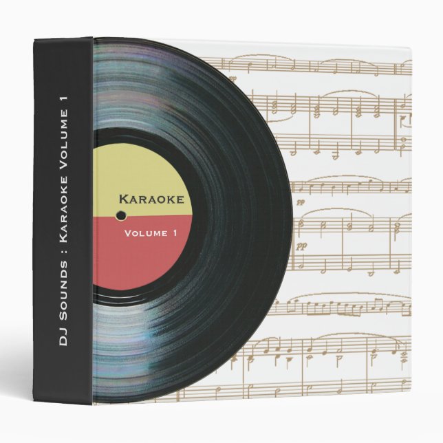 Black Vinyl Music Record Label Karaoke Folder (Front/Spine)