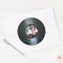 Black Vinyl Music Record Label Sticker &Your Photo | Zazzle