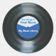 Black Vinyl Music Record Label Stickers Blue at Zazzle