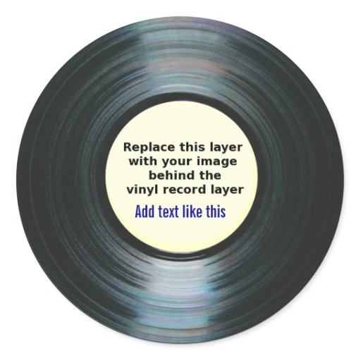 Black Vinyl Music Record Label With Your Photo Classic Round Sticker ...