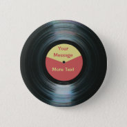 Black Vinyl Music Red And Yellow Record Label Pinback Button at Zazzle