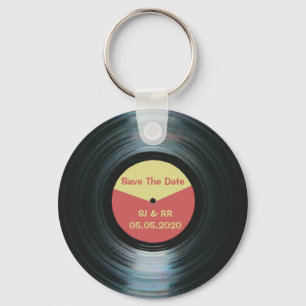 Black Vinyl Music Wedding Save The Date Keyring
