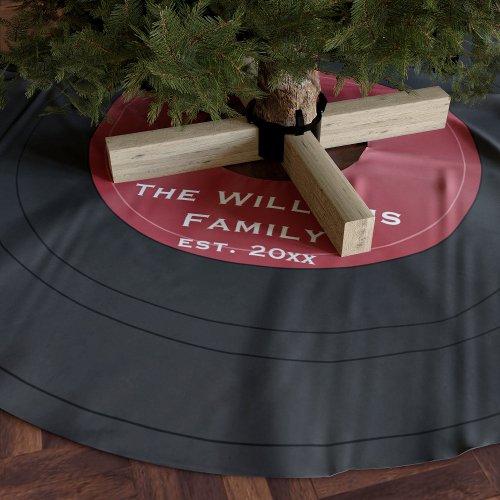 Black Vinyl Record Custom Christmas Tree Skirt