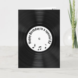 Black Vinyl Record for DJ's Birthday Card