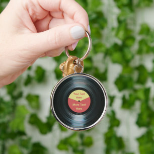Black Vinyl Record Keyring Silver Color Keychain