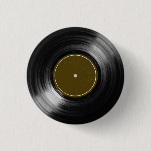 black vinyl record pinback button